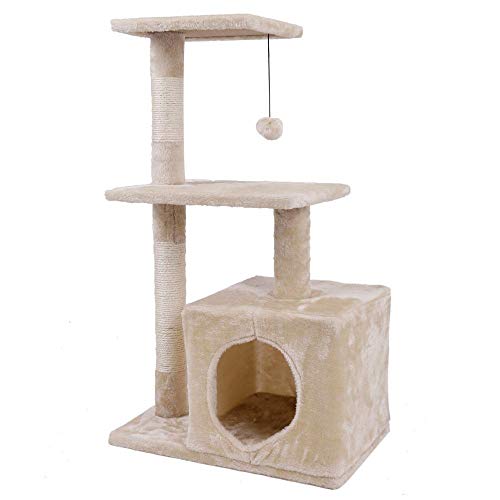 Kratzbaum Grosse Katzen Kletterbaum Stabiler H145Cm Katze Möbel Spielzeug Katze Spielhaus Sisal Kratzbaum Kätzchen Katze Springen Rahmen Kratzbaum Turm Condo-C_L__ von Gulunmun