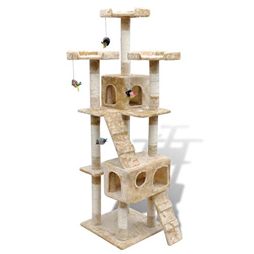 Kratzbaum Grosse Katzen Kletterbaum Stabiler Kratzbaum Kratzbaum Mit Sisal-Sticks 170 cm 2 Eigentumswohnungen Cat Scraches Komplett Ausgestattet Für Mehrkatzen Einfach Zu Pflegen Assemble-Beige von Gulunmun