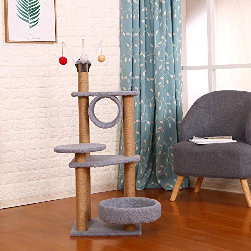 Kratzbrett Katzennest Kratzbaum Sisal Katze Klettersäule Katzenspielzeug Katzenteaser Spielzeug Katzensprungplattform Katzenhaus Katze Supplies-Fleece_2 von Gulunmun