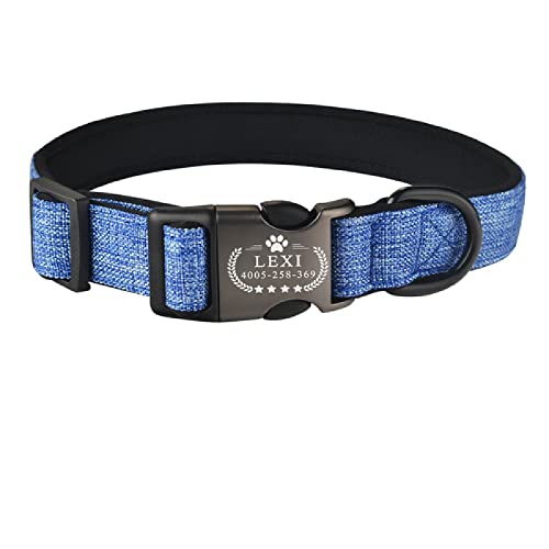 Nylon Plaid Boy Girl Unisex Hundehalsband Kleine Große Personalisierte Hundehalsband Produkt Hundehalsbänder Benutzerdefinierte Gravierte Namensschilder,B,M von Gulunmun