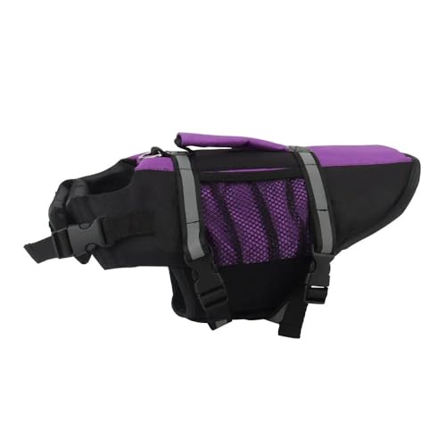 Reflektierende Hundeschwimmweste Mit Netztasche,Sommer-Schwimmweste Für Haustiere,Hundebadeanzug,Outdoor-Wasser-Pool-Kleidung,Haustier-Badebekleidung,Purple,XS von Gulunmun