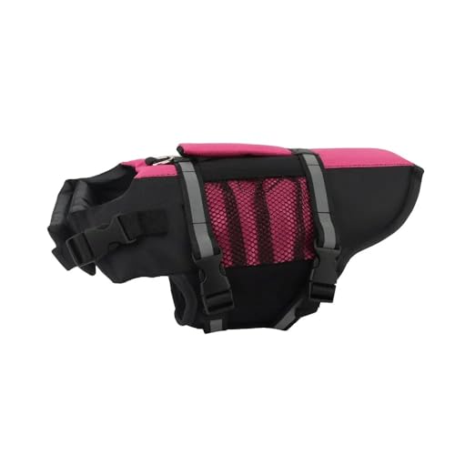 Reflektierende Hundeschwimmweste Mit Netztasche,Sommer-Schwimmweste Für Haustiere,Hundebadeanzug,Outdoor-Wasser-Pool-Kleidung,Haustier-Badebekleidung,Rose,XL von Gulunmun