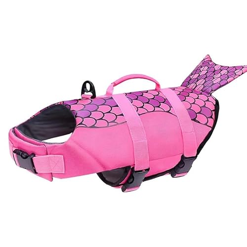 Schwimmweste Für Hunde,Verbesserter Auftrieb,Schwimmkleidung Für Kleine Hunde,Sicherheitsweste Mit Griff Für Mittelgroße Und Große Hunde Beim Surfen,Pink,M von Gulunmun