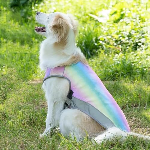 Sommer Haustier Hund Schnelle Kühlung Weste Hitzebeständige Welpen Kleidung Atmungsaktive Sonnenbeständige Regenbogen Jacke Für Kleine Große Hunde Im Freien,L (Brustumfang: 64–87 cm) von Gulunmun