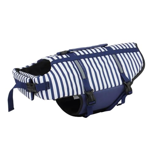 Streifen Schwimmweste Für Hunde,Badeanzug,Schwimmweste,Sommer,Reflektierend,Für Welpen,Schwimmmantel,Schwimmkleidung,Haustierweste,Blue,XL von Gulunmun