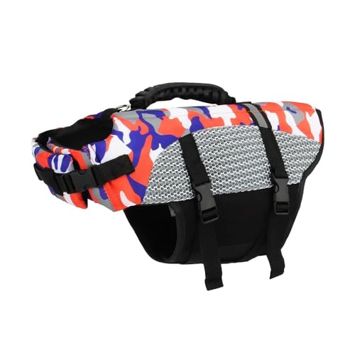 Tarnung Hundeschwimmweste Haustier Schwimmweste Hundekleidung Badebekleidung Haustier Schwimmen Outdoor-Zubehör,Reichweite,XL von Gulunmun