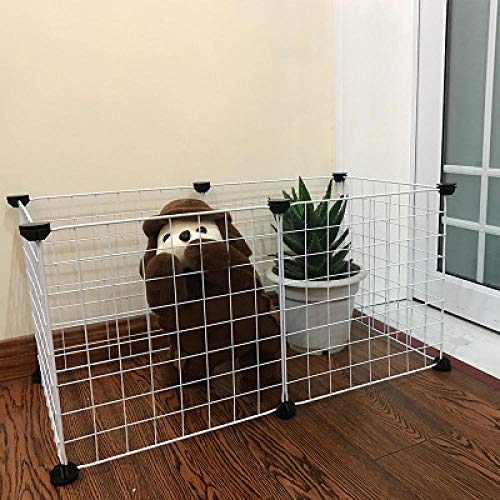 Tragbare DIY Haustier Laufstall Tierkiste DIY Metalldraht Zwinger Erweiterbar Haustier Zaun Bunny Cage Für Welpen Kaninchen Kleintier Pen-White_with_no_Door_10_Pieces__ von Gulunmun