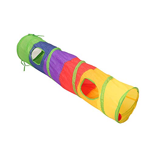 Tunnel Für Katzen Kleintierspielzeug Buntes Katzenspielzeug Pet Kit Faltbarer Tunnel 4 Löcher Spielröhren Bälle Feder Mäuse Form Haustier Kätzchen Katze Interaktives Zubehör @ Tunnel, L von Gulunmun