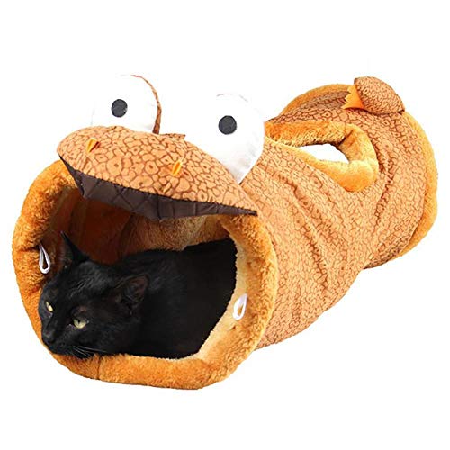 Tunnel Für Katzen Kleintierspielzeug Faltbare Dinosaurier Giraffe Lustige Haustier Katze Tunnel 2 Löcher Katze Kaninchen Spielen Tunnel Tubes Kurzen Plüsch Kätzchen Hundespielzeug Welpen Fret von Gulunmun