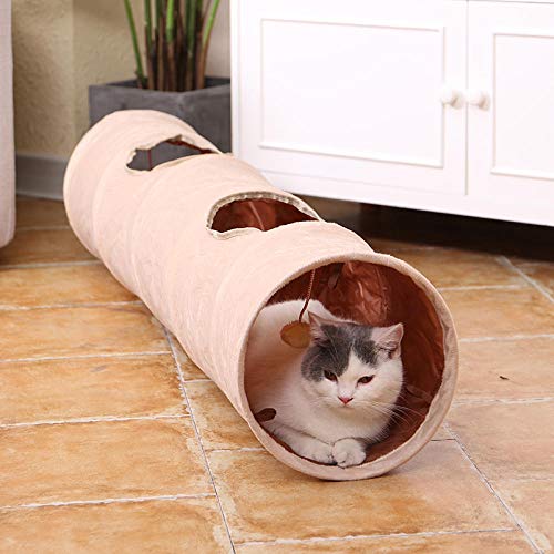 Tunnel Für Katzen Kleintierspielzeug Haustier Katze Spielzeug Große Lange Katze Tunnel Mit Ball Faltbare Wildleder Material Lustige Katze Spielzeug 120Cm Durchmesser 25Cm Kätzchen Spielen 2-Loc von Gulunmun