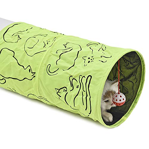 Tunnel Für Katzen Kleintierspielzeug Haustier Katze Tunnel Katzenminze Gedruckt Grün Schöne Crinkly Kätzchen Tunnel Spielzeug Mit Ball Spaß Spielzeug Tunnel Groß Katzenspielzeug von Gulunmun