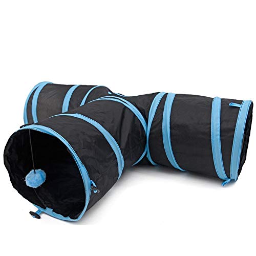 Tunnel Für Katzen Kleintierspielzeug Katze Tunnel Faltbare Spezielle Design Y Form 3 Löcher Pet Play Spielzeug Für Kitten Puppy Rabbit Hohe Qualität Mit Ball 2 Farben Pet Toy @ Blau, Eine, Größ von Gulunmun