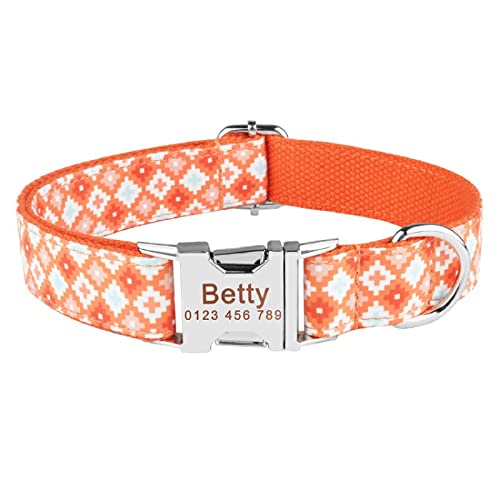 Verstellbares Nylon Personalisiertes Tag Schönes individuelles Hundehalsband gravierter Name Hundehalsband Welpe klein mittel groß Unisex Hundehalsband,Cookie,M von Gulunmun