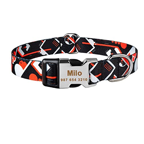 Verstellbares Nylon Plaid Unisex Hundehalsband Personalisierte Custom Free Gravierte Namensschild Hundehalsband Kleine Große Produkt Hundehalsbänder,weiß,XS von Gulunmun