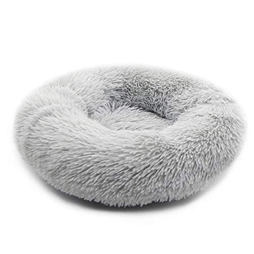 Warme Runde Hundebett 7 Größen Runde Pet Lounger Kissen für kleine, mittelgroße Hunde & Katzen Winter Hundehütte Welpen Mat Pet Bed-Light_Gray_50cm_Diameter von Gulunmun