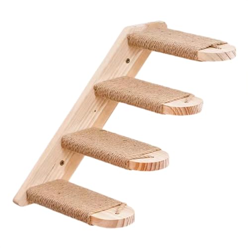 Cat Steps for Wall, Wall Mounted Cat Climbing Rack, Wooden Cat Wall Staircase, Cat Ladder Furniture,Wooden Shelf with Scratching Sisal Rope 12x20x8cm to 44x20x8cm for Cats von Gungtj