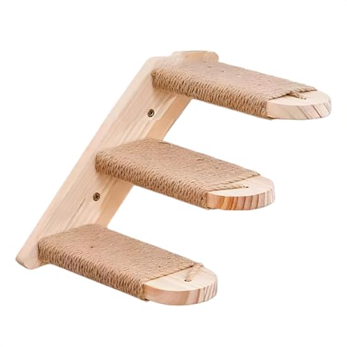 Cat Steps for Wall, Wall Mounted Cat Climbing Rack, Wooden Cat Wall Staircase, Cat Ladder Furniture,Wooden Shelf with Scratching Sisal Rope 12x20x8cm to 44x20x8cm for Cats von Gungtj