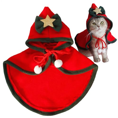 Christmas Cat Cape, Dog Christmas Cloak, Pets Hooded Cloak, Winter Outwear for Pets, Christmas Pet Cloak, Soft Pet Christmas Cloak, Hooded Cloak for Dogs, Small Dog Christmas Outfit von Gungtj