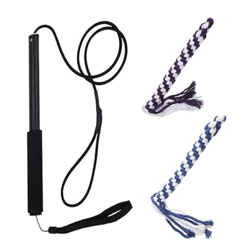 Dogs Flirt Pole, Extendable Pet Teasing Stick, Interactive Puppy Chasing Wand, Includes 2 Detachable Rope Tugs, Sturdy Design 10.24x1.97x1.57 Inches for Outdoor Exercise von Gungtj