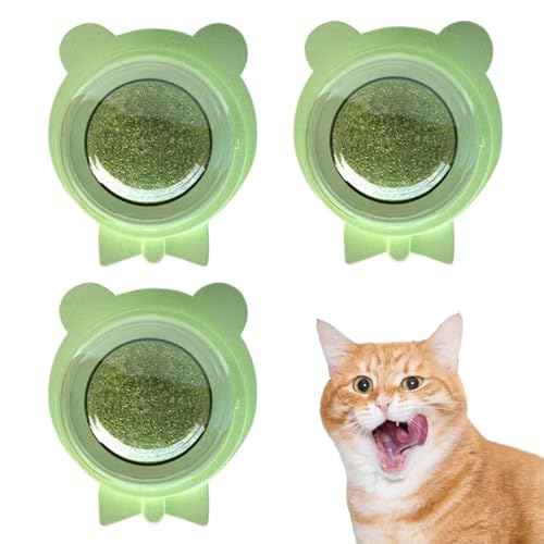 Gungtj Cat Nip Balls Stick on Wall, Cat Teeth Cleaning Toys, Lick Safe Silvervine Ball, Healthy Catnip Rotatable Entertainment Toy for Cats, 2.17x1.77x1.85 inches von Gungtj