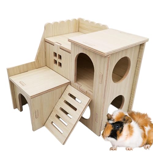 Gungtj Hamsterhäuser und Hamsterkäfig | Spielplatz aus Holz, Versteckhütte Kleintierhaus, lustiges Haustierzubehör für Rennmäuse, Meerschweinchen, Kaninchen von Gungtj