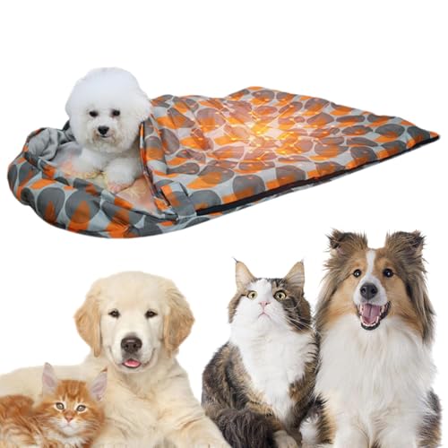 Gungtj Hundeschlafsack, beheiztes verstaubares Hundebett, wasserdichtes Reise-Hundebett, warmer Hundeschlafsack, Camping-Hundebett, tragbare Haustiermatte, Indoor-Outdoor-Hundebett, kompakter von Gungtj