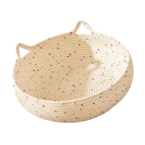 Gungtj Waschbarer Kätzchenkorb, Haustierbett, rutschfestes Baumwollnest, atmungsaktives gewebtes Katzenbett, (1 Stück, Beige, 25, 30, 35 cm), perfekt für Indoor-Katzen und kleine Hunde von Gungtj