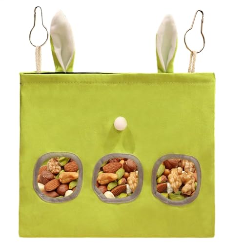 Hay Feeder, Suspensible Hay Bag for Rabbits, Washable Feeding Dispenser, Adorable Slow Eating Pouch, 11.81x13.78 Inches, Small Animal Food Storage for Home or Travel Use von Gungtj