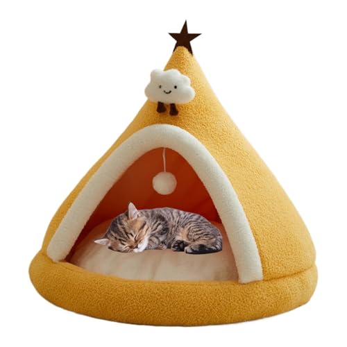 Katzenhausbett, Halbgeschlossenes Katzenbett, Haustierbett für Katzen, Winterkatzenbett, Kleines Hundebett, Katzenhöhlenbett, Katzennest Bett, Kätzchenbett, Welpenhaustierbett, Kleintierschlafbett von Gungtj