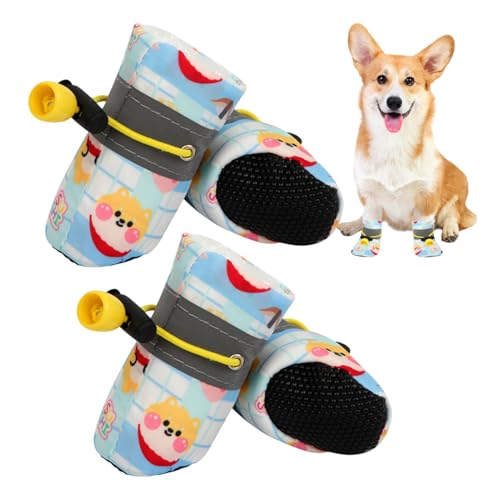 Rutschfeste Hundeschuhe, 4 x mit Kordelzug, rutschfeste weiche Unterseite, leicht, Katzenpfotenschutz, wasserdichte Hundestiefel, Outdoor-Spaziergänge, Winter-Hundeschuhe von Gungtj