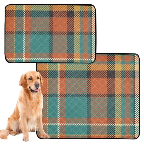 2 Pack Hund Pfütze Matte Katze Pfütze Pads für Indoor Katzen Anti-Rutsch für Haustierbett 24x36"+36x42" Tartan Scotland Plaid von GuoChe