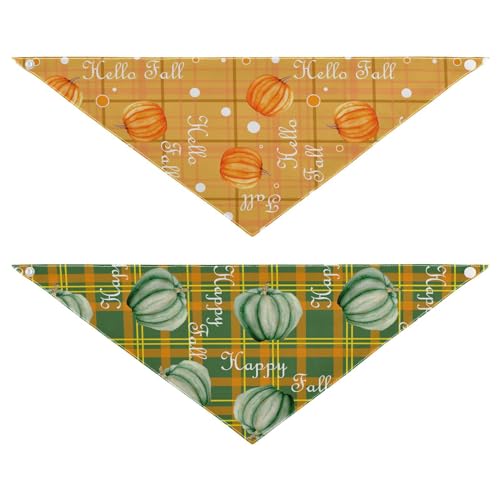 2 Stück Thanksgiving mit schottisch kariertem Haustier-Bandana, Schal, waschbar, wendbar, Haustier-Bandanas, Schal, Taschentuch, Zubehör für kleine, mittelgroße und große Hunde, Größe L von GuoChe