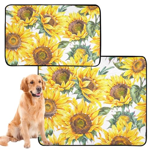 3er Set Hundeplasmatten schlammige Matten für Hunde, Große waschbare rutschfeste für Strand, 50x61 cm, Aquarellgold Sonnenblume Blumen Wildblumen von GuoChe