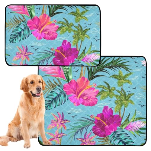 Aloha Tropical Hygiene-Matte, waschbar, rutschfest, für Hunde, 61 x 91,4 cm + 91,4 x 106,7 cm, 2 Stück von GuoChe