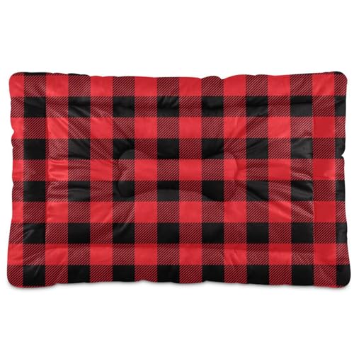 GuoChe Buffalo Plaid Puppy Crate Mattress Cozy Reusable Dog Crate Mat Anti-Rutsch Pet Bed for Small Medium Large Pets von GuoChe