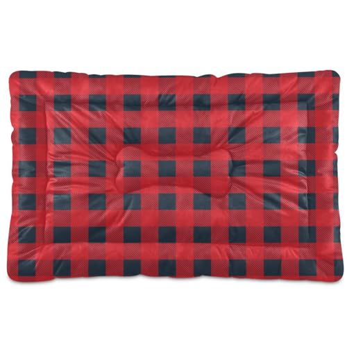 GuoChe Plaid Buffalo Pet Kennel Pad Ultra Soft Dog Kennel with Anti Slip Bottom Cat Kitten Cushion for Large Medium Small Pets von GuoChe