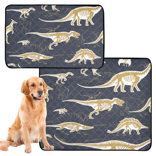 Urinierdecke für Hunde und Katzen, rutschfeste Matte für Hunde, Sofa, 50,8 x 61 cm, gelbe Dinosaurier-Kontur, 3 Stück von GuoChe