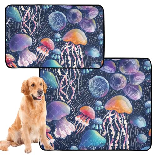 Uriniermatte für große Hunde, rutschfeste Matte für Rasen, 61 x 91,4 cm + 91,4 x 106,7 cm, violette Quallen, biolumineszierend von GuoChe