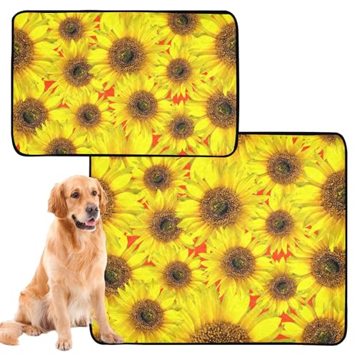 Uriniermatte für große Hunde, waschbar, rutschfeste Matte für Hunde, für draußen, 50,8 x 61 cm, goldfarbene Sonnenblumen, 3 Stück von GuoChe