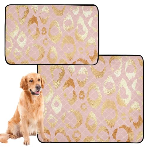 Uriniermatte für große Hunde und Katzen, rutschfeste Bodenmatte für Autositz, 61 x 91,4 cm + 91,4 x 106,7 cm, ästhetisch, einzigartig, Leopardenhaut, Roségold, 2 Stück von GuoChe