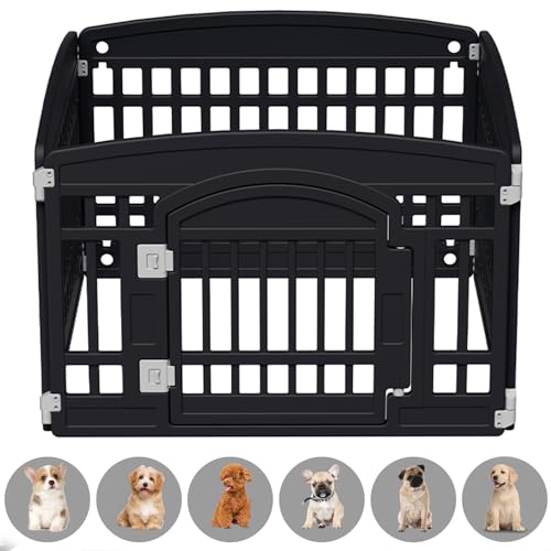 Gupamiga Welpenauslauf, Hundekäfig für Zuhause und Outdoor, Hundebox Kleine Hunde mit Tor, Fest und Glatt, Einfache Installation, Pet Playpen Faltbares, Nero (90 x 90 x 60.5 cm) von Gupamiga