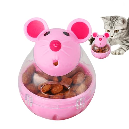 Katzenspielzeug Leckerli Spender, 5x7 Cm Mausform Leckerli-Ball, Katzenfutter Futterstation Maus Taumelt Fehlender Futterball, Interaktiver Slow Feeder, Transparent Snackball, Mäuse Futterspender Ball von Gupcaqosjw