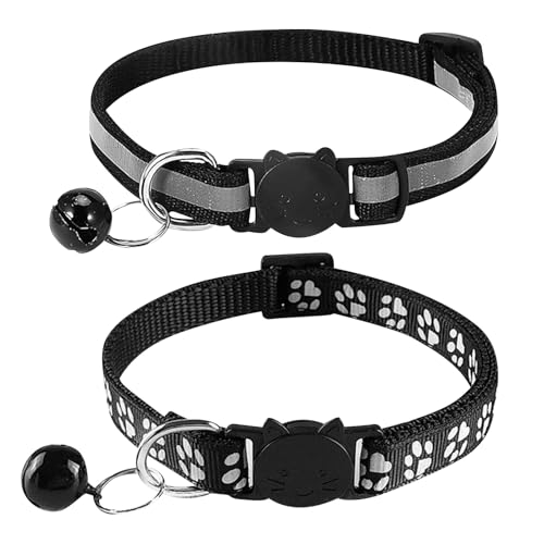 2 Stück Katzenhalsband, 19-32cm Halsband Katze, Verstellbar Katzen Halsband, Katzen Halsbänder Für Alle Hauskatzen, Katzenhalsband Mit Sicherheitsverschluss, Cat Collar Schwarz von Gurfzcyuoo