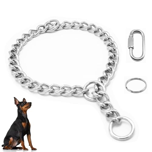 Kettenhalsband Hund, 55cm Halskette Hund Hunde Kette Zum Hundetraining, Verstellbare Hundekette mit Sicherer Schnalle, Stachelhalsband Hund für Hund Spazieren Gehen, Dog Collar, Collars, Harnesses von Gurfzcyuoo