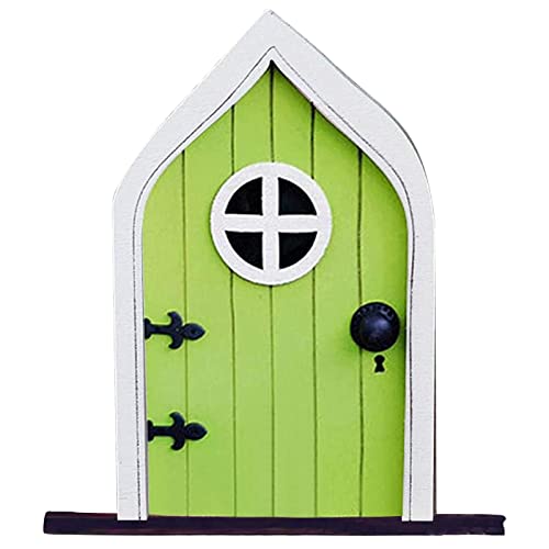 Feentür Holz Garten Feen-Tür Für Bäume, Mini 3D Feengartens Skulpturalen Outdoor Fee Haus Tür Dekoration Zäune Wände Yard Art Home Fenster Patio Rasen Ornament Zubehör von Gusengo