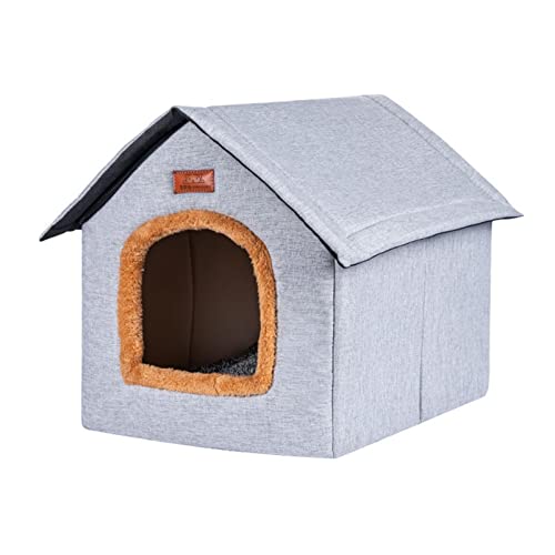 Gusengo Hundehütte Hundehöhle - Katzenhaus Mit Wasserdichtem Segeltuchdach, Katzenhaus Outdoor Winterfest Wasserdicht Und Warm, Waschbares & Kratzfestes Haus Für Hunde Und Katzen von Gusengo