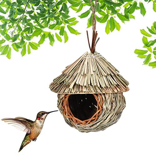 Vogelnest Gras, Vogelnest Kolibri-Haus Für Draußen Aufhängen, Gras Vögel Haus Für Nistkästen, Vogelhaus, Handgewebte Vogelhäuser Für Kleine Vögel Wie Kolibris Und Titten, 15 X 19cm von Gusengo