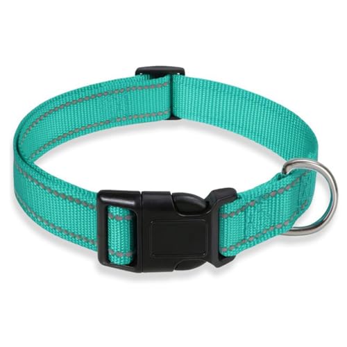 Reflektierendes, verstellbares Hundehalsband, gepolstertes Neopren-Haustierhalsband für extra kleine und Welpen, XS, blaugrünes Nylonhalsband von Gusoul