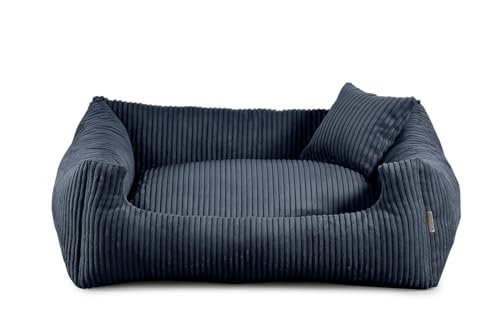 Gutekissen® Hundebett aus weichem Material, gefüllt mit Polyurethanschaumstoff, Geripptes Material, schmutzabweisend, Farb- und Größenwahl, inklusive kleines Kissen. (XS - 55x45, Marineblau) von Gutekissen