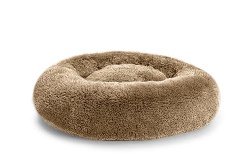 Gutekissen® Hundebett flauschig, Donut Kissen, Katzenbett, waschbar, Langer Plüsch, Größen SD (XL Ø110cm, Braun) von Gutekissen